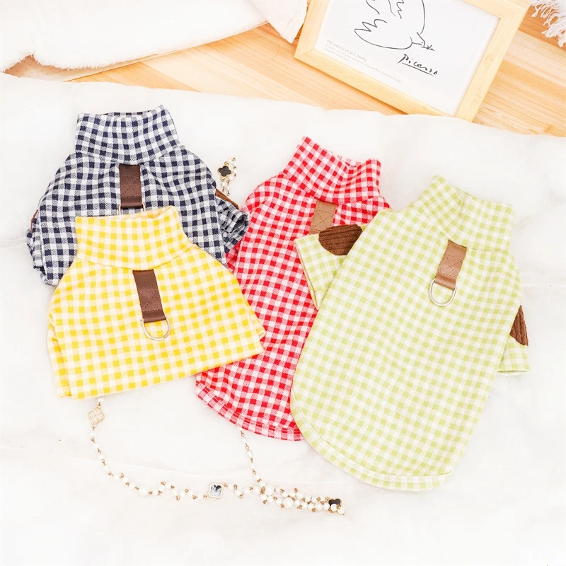 Camisa para Cães e Gatos de Algodão Xadrez com Corte 3D - Imagem 2