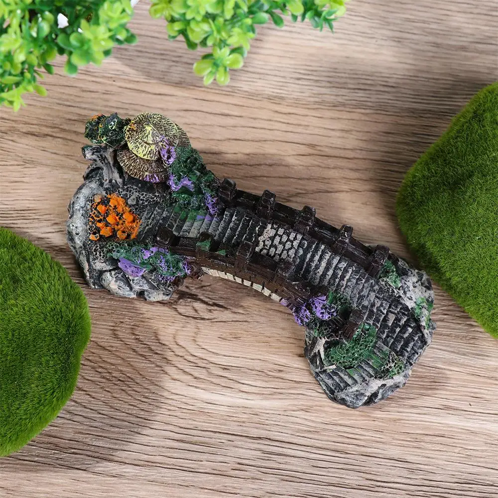 Ponte para Aquário Resina 13 cm Decoração de Paisagismo Natural - Imagem 5