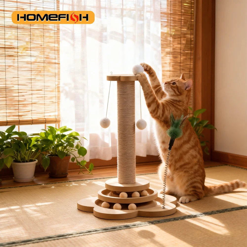 Brinquedo para Gatos Plataforma Giratória com Bola e Arranhador de Sisal - Imagem 3