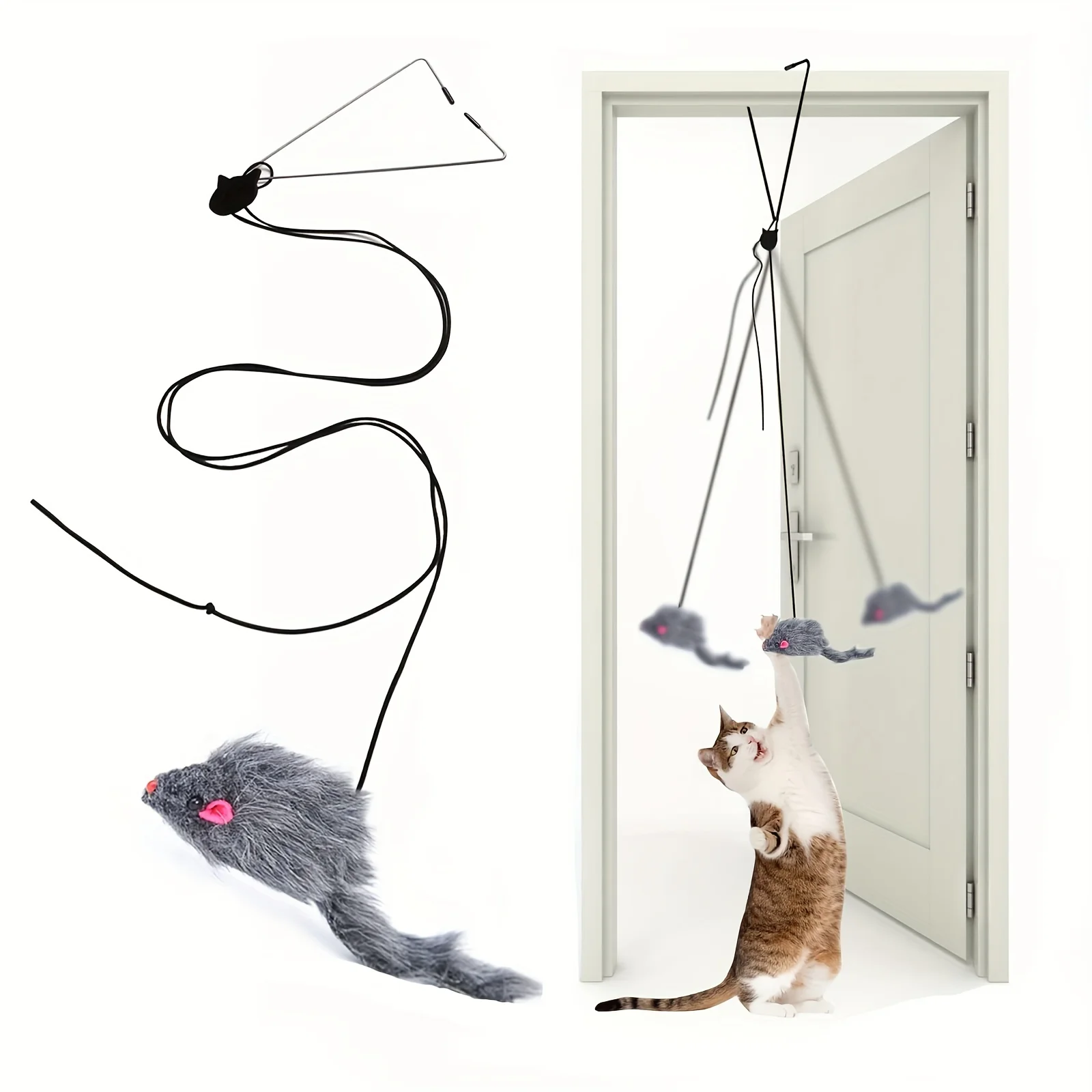 brinquedo de gato pendurado na porta