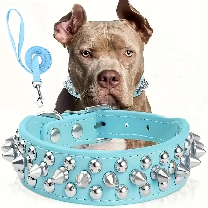 Coleira de Couro para Cães com Rebites Ajustável para Passeio - Image 3