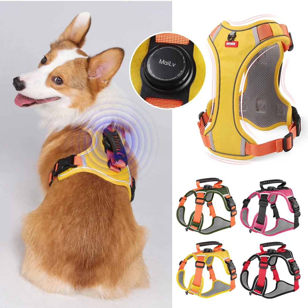 coleira refletiva para cães com suporte airtag