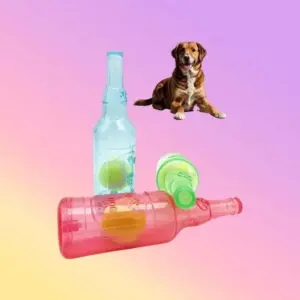 brinquedo para cães garrafa e bola de tênis