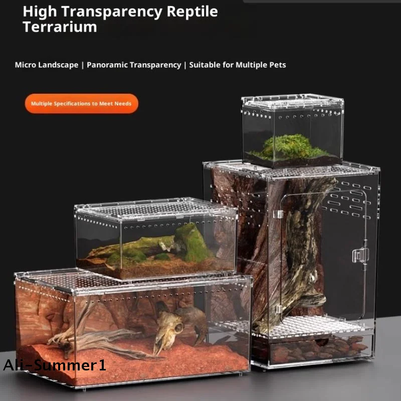 Terrário para Répteis de Acrílico Transparente Empilhável com Tampa Deslizante - Imagem 2