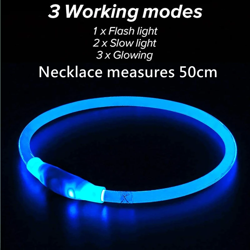 Coleira LED para Cães USB Recarregável 50 cm Amarela para Passeio Noturno - Imagem 6
