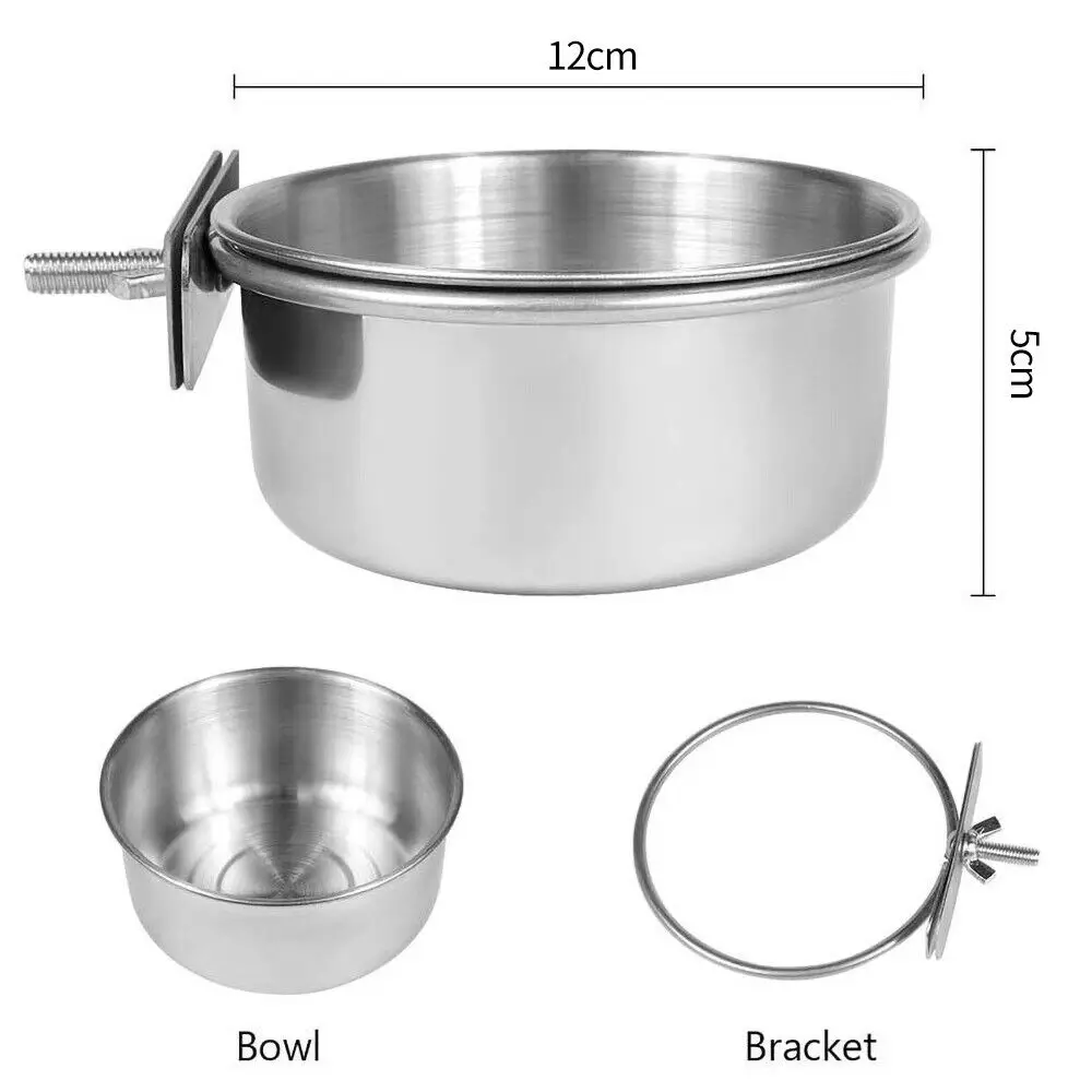Tigela de Aço Inoxidável para Pássaros 10 cm com Clipe de Fixação - Imagem 6