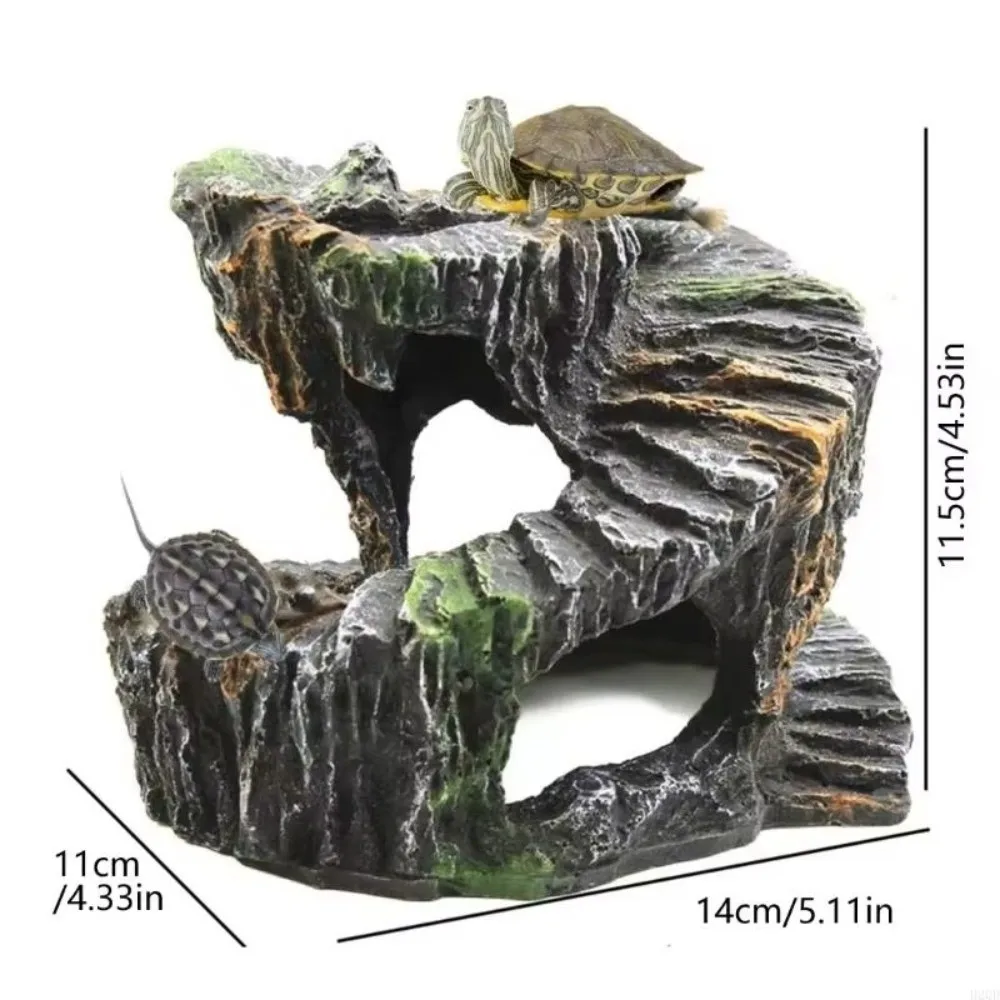 Plataforma para Tartarugas e Répteis de Resina 11,5x14x11 cm com Esconderijo - Imagem 5