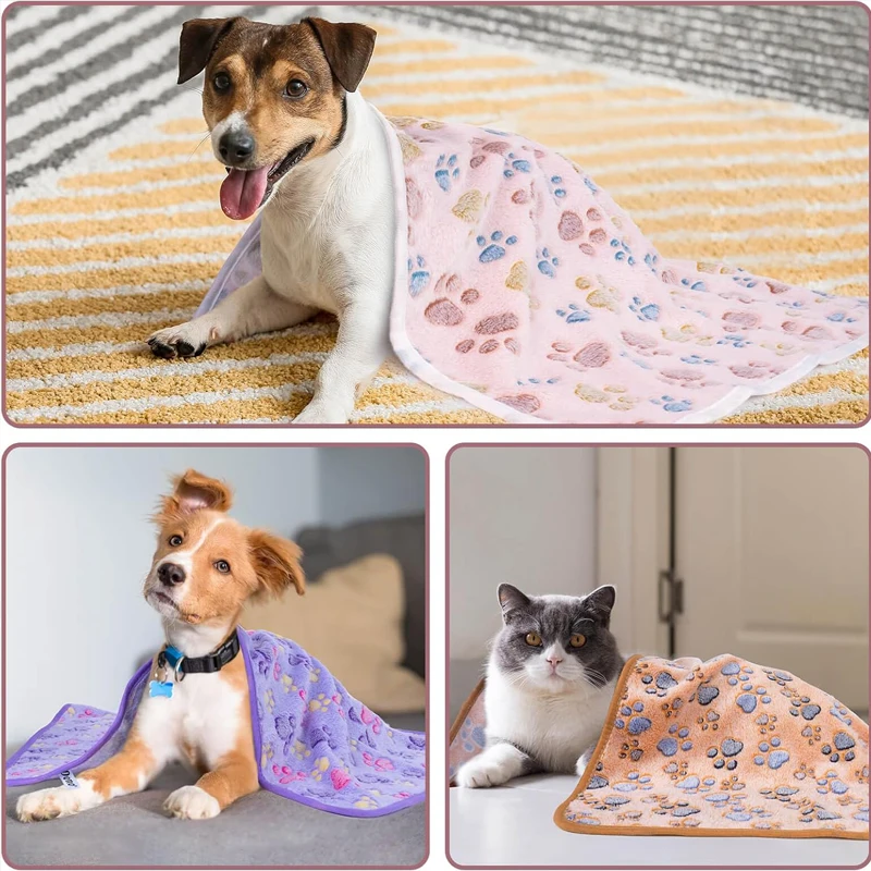 Cobertor para Pets de Flanela com Estampa de Patas Lavável - Imagem 5