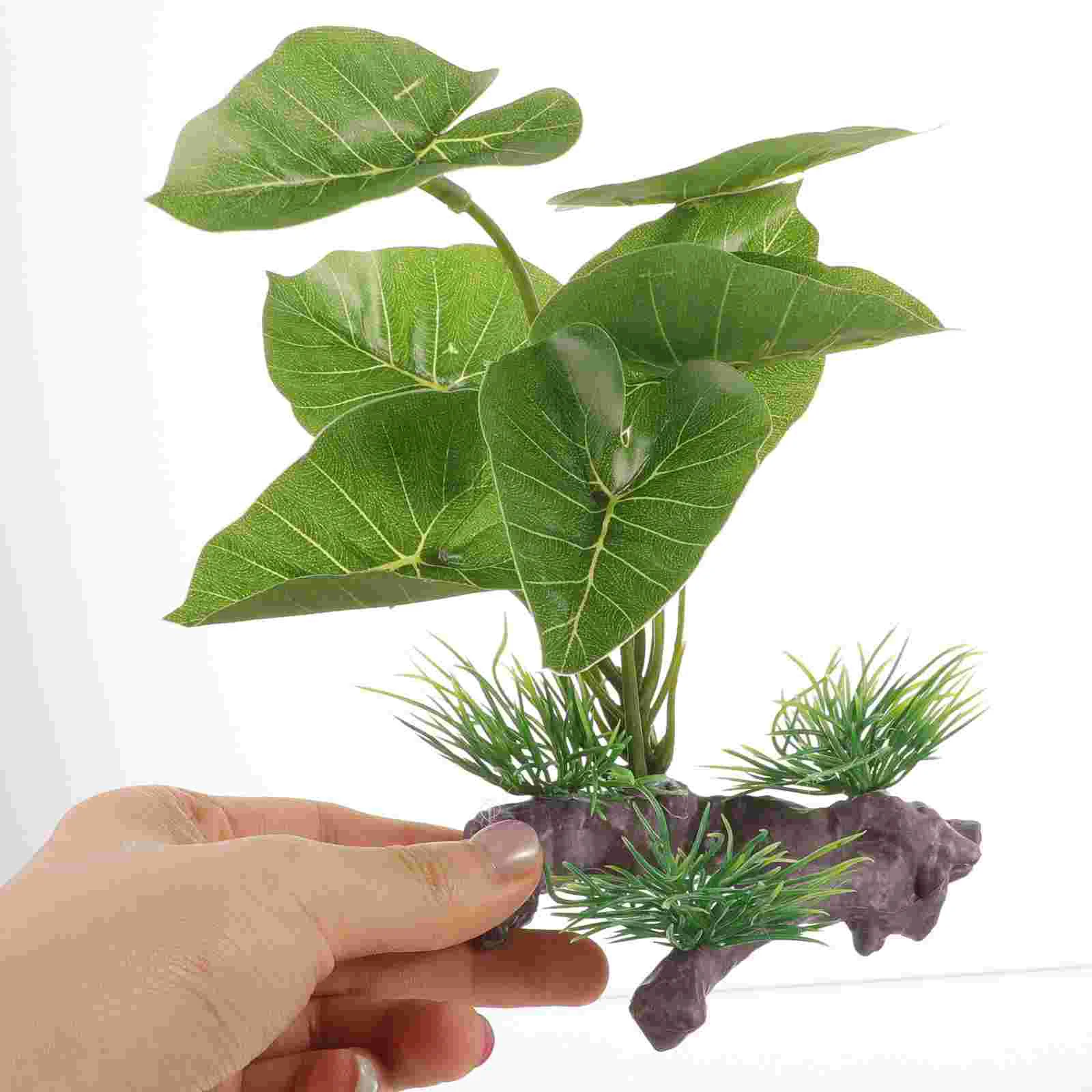 Planta Artificial para Aquário de Plástico 15 cm com Base Estável - Imagem 4