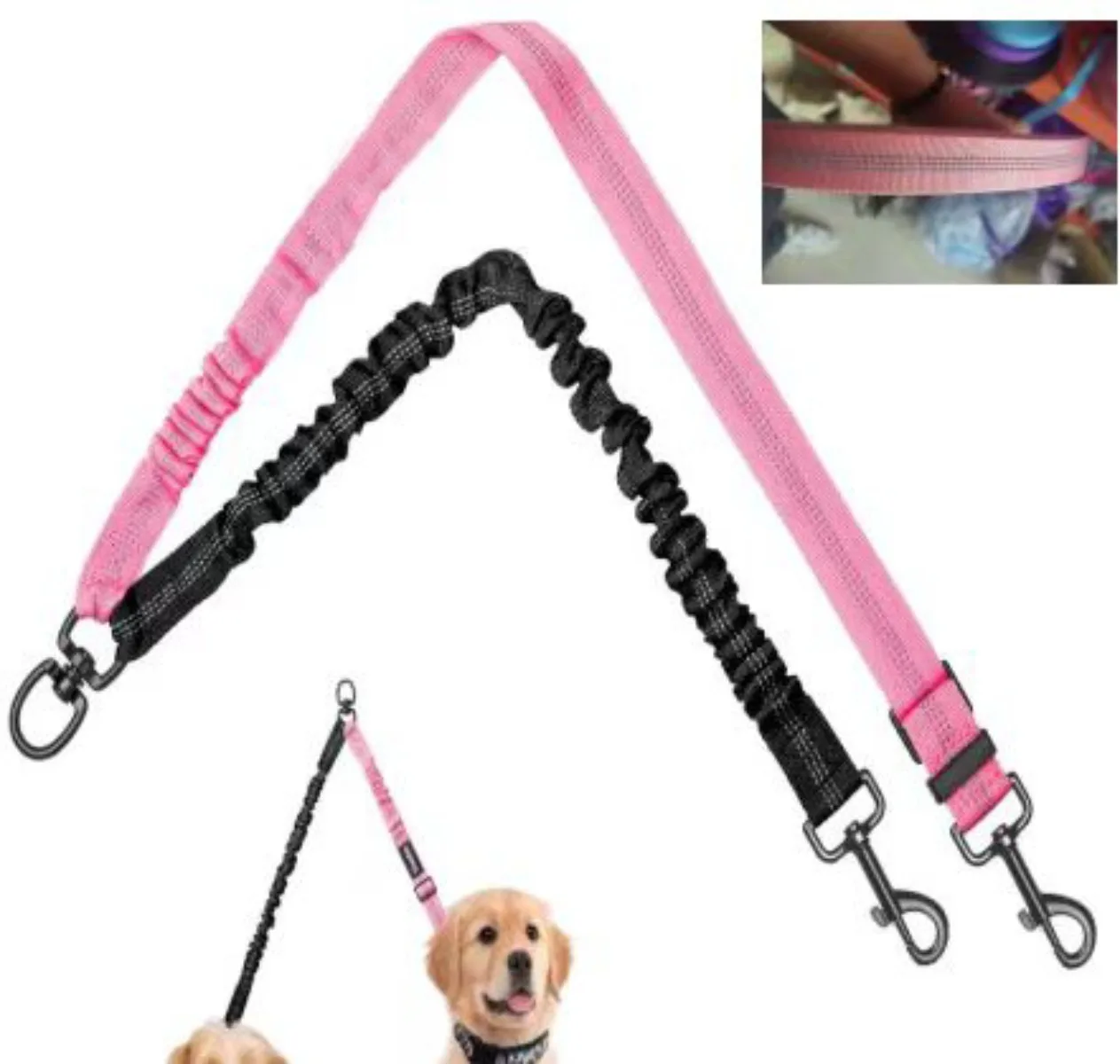 Corda Dupla para Cães com Alça Ajustável e Bungee - Imagem 5