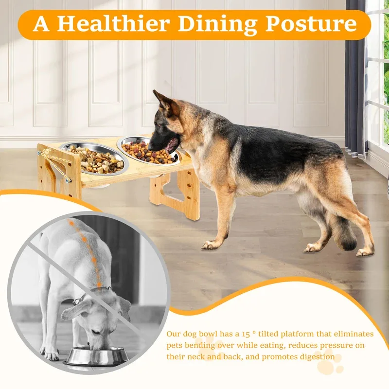 Comedouro Elevado Ajustável para Cães e Gatos com Tigelas Duplas - Image 2