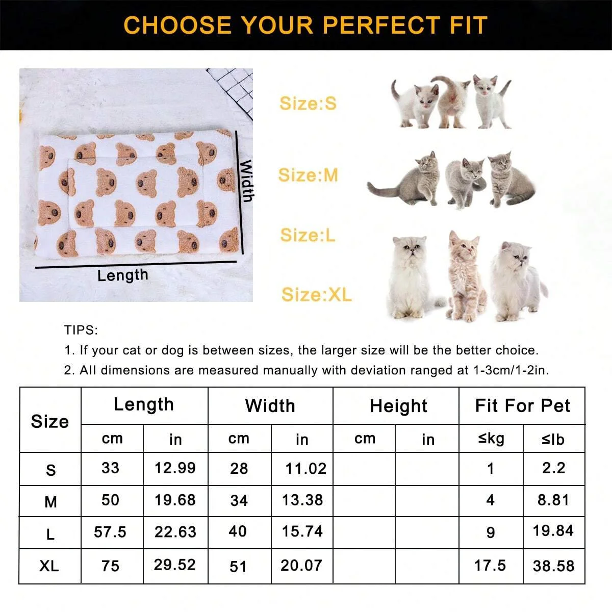 Cobertor de Flanela para Cães e Gatos Estampa Urso para Outono Inverno - Imagem 5