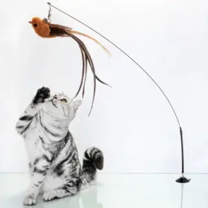 brinquedo varinha para gatos pena de pássaro