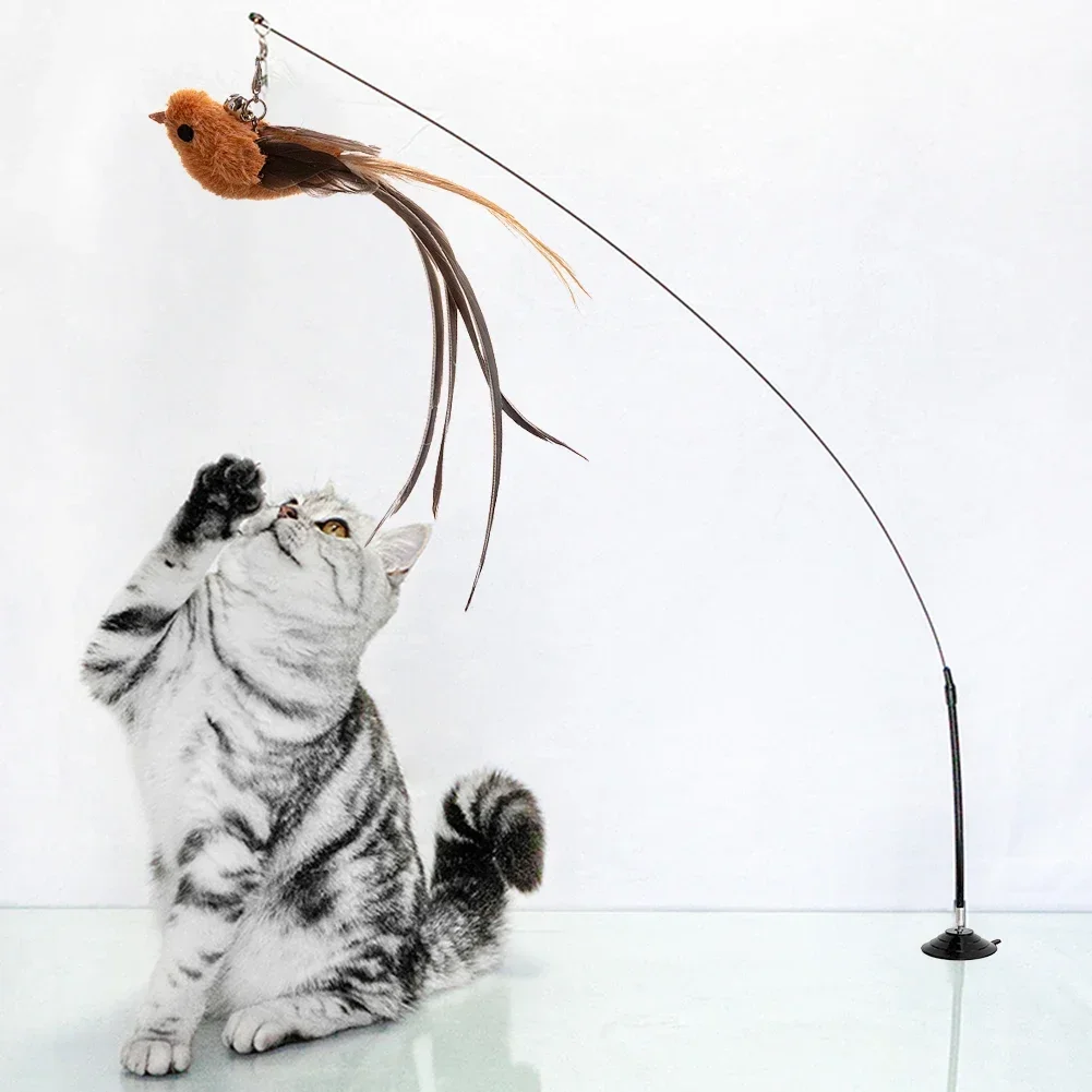 brinquedo varinha para gatos pena de pássaro