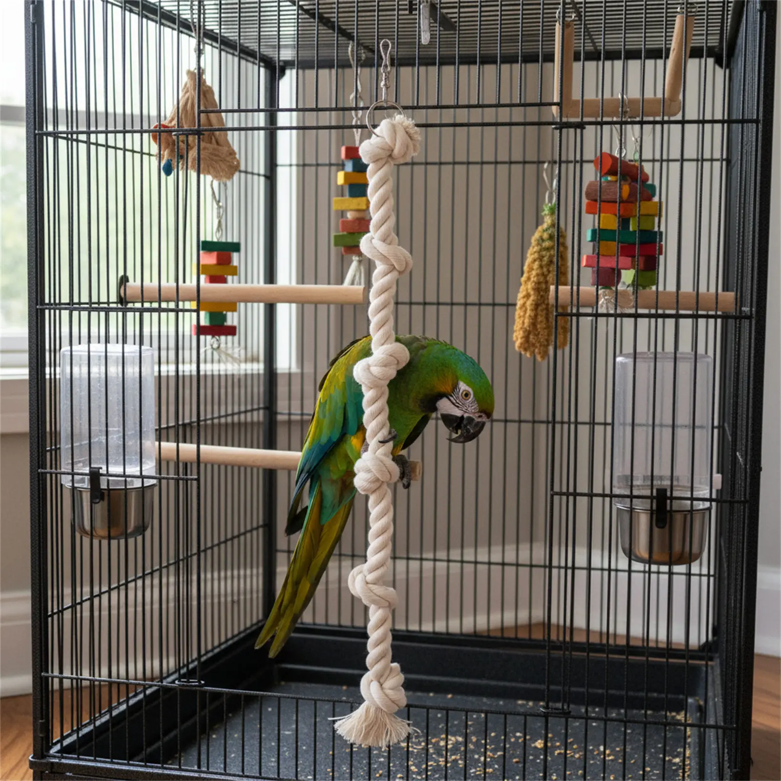 brinquedo de escalada para pássaros de algodão