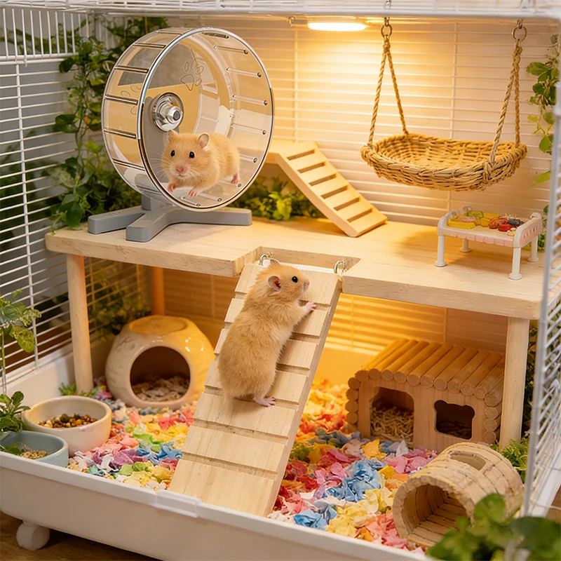 Plataforma de Madeira para Hamster com 2 Níveis e Escadas - Image 3