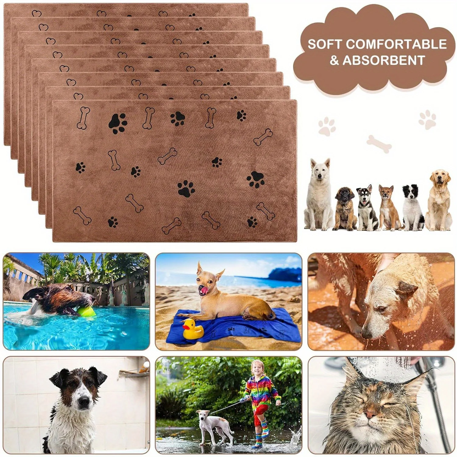 Toalha de Banho para Cães e Gatos de Secagem Rápida e Absorvente - Imagem 6