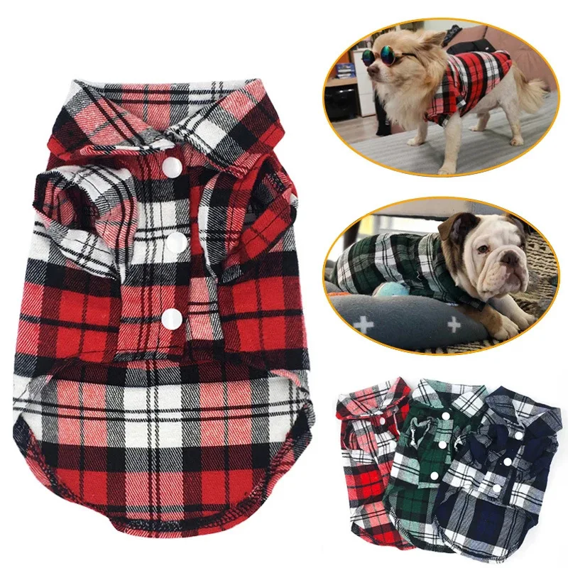 Camisa Xadrez para Cães Pequenos e Gatos de Algodão - Image 2