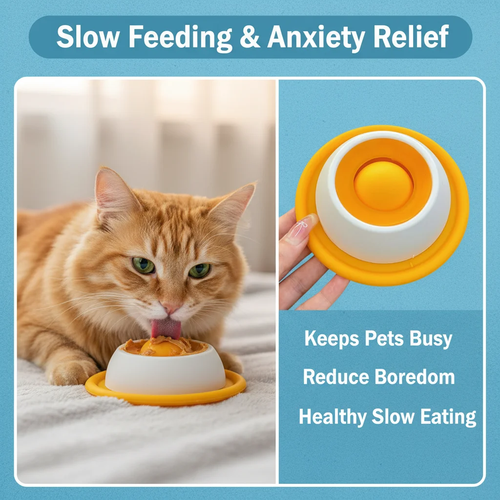 Comedouro Lento para Cães e Gatos Preto com Base Estável - Imagem 2