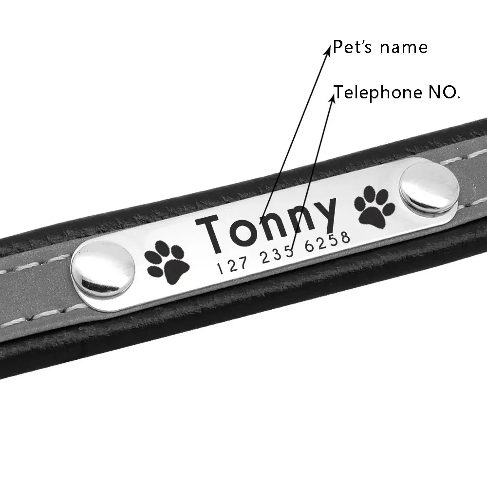 Coleira Reflexiva para Cães e Gatos Ajustável com Placa de Identificação - Imagem 3