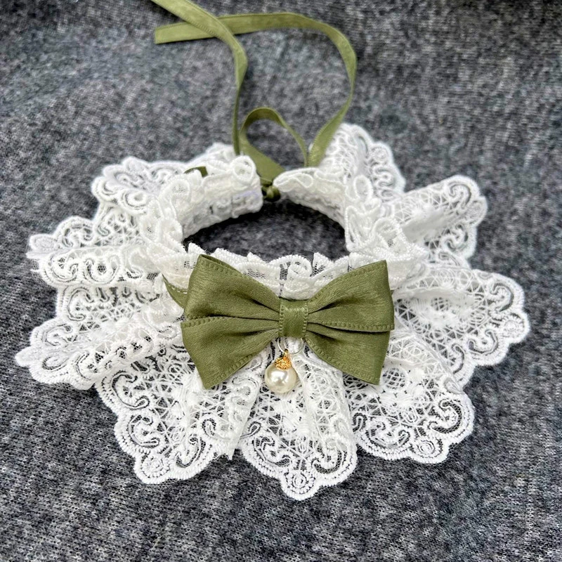 Coleira Laço Bowknot para Cães e Gatos de Renda com Pérola - Image 4