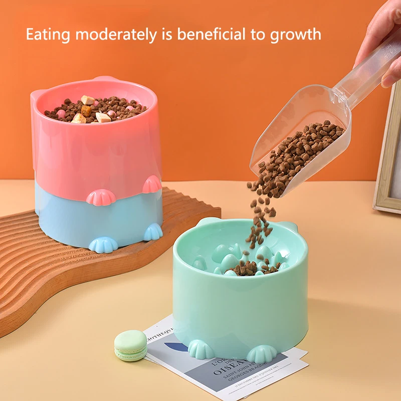Tigela Elevada para Gatos Antiasfixia Rosa com Alimentação Lenta - Imagem 2