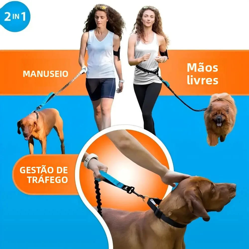 Coleira Retrátil para Cães com Cinto Ajustável e Faixa Refletiva - Imagem 3