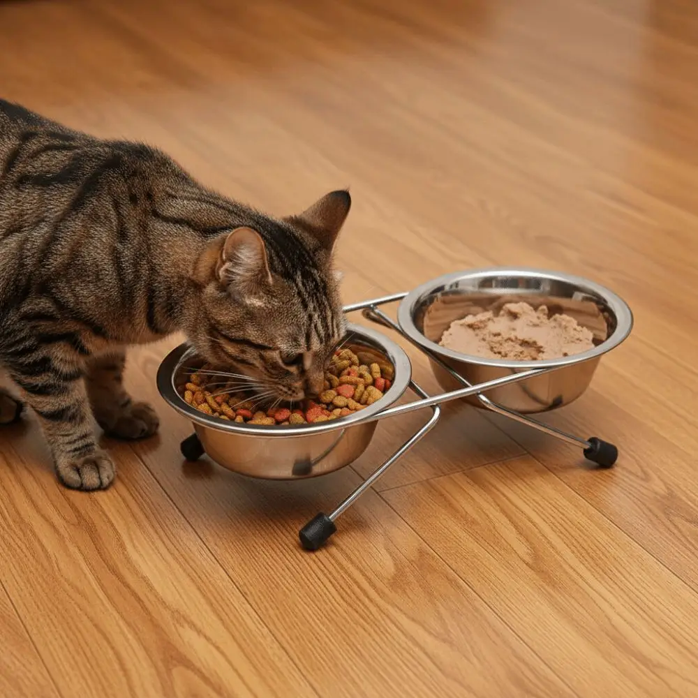 Comedouro Duplo para Cães e Gatos em Aço Inoxidável Destacável - Image 3