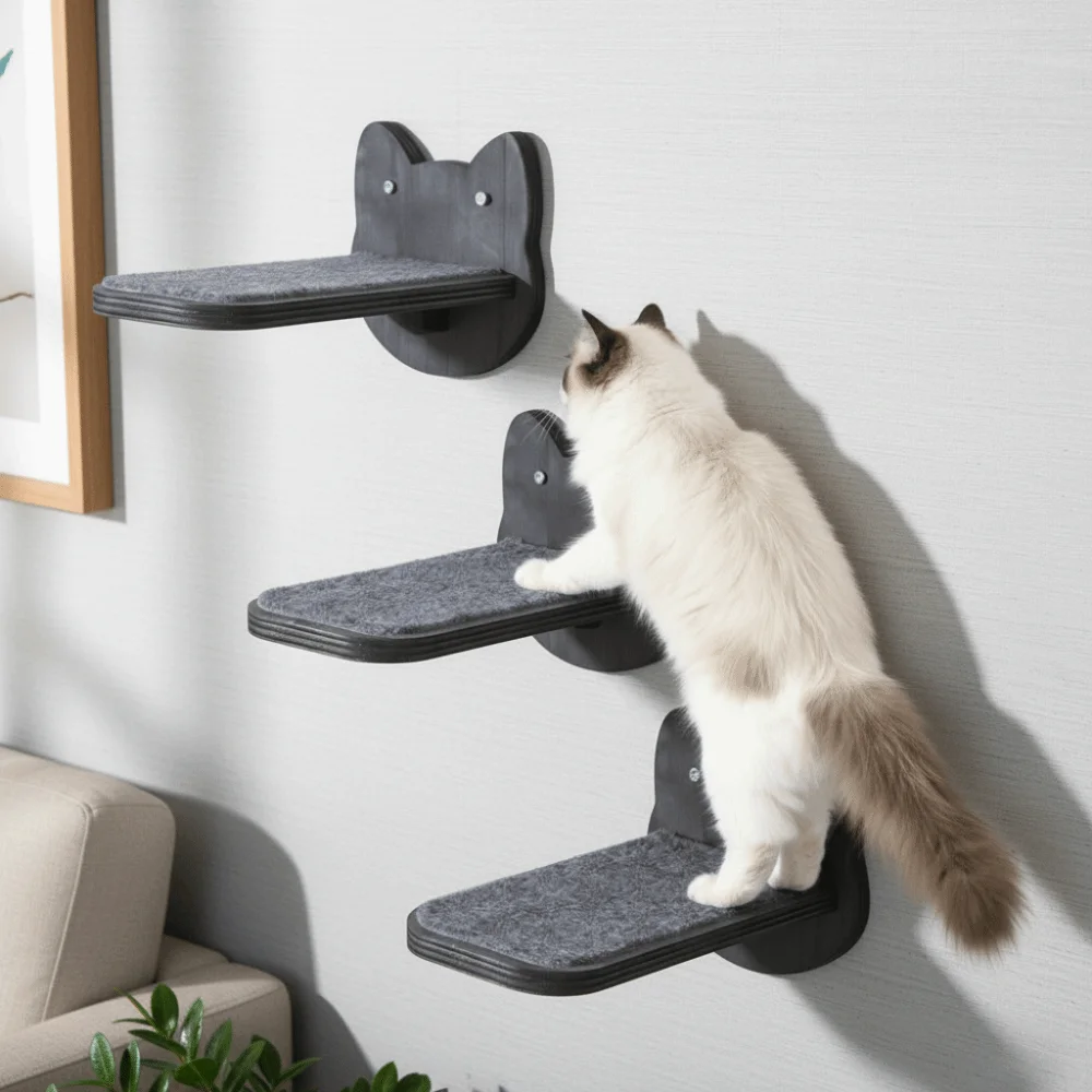 prateleira de escalada para gatos de madeira