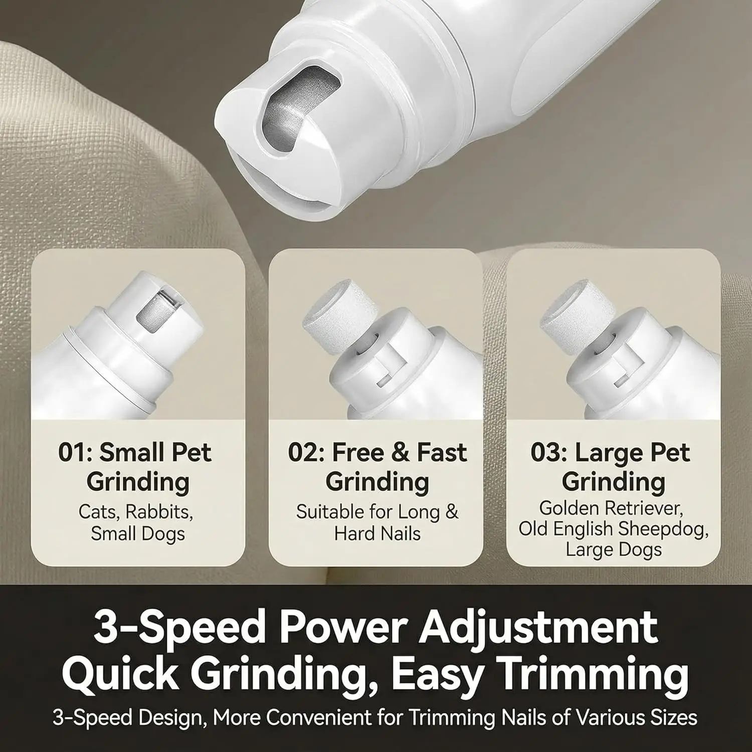 Lixadeira de Unhas para Cães e Gatos 3 Velocidades Recarregável USB-C - Imagem 6