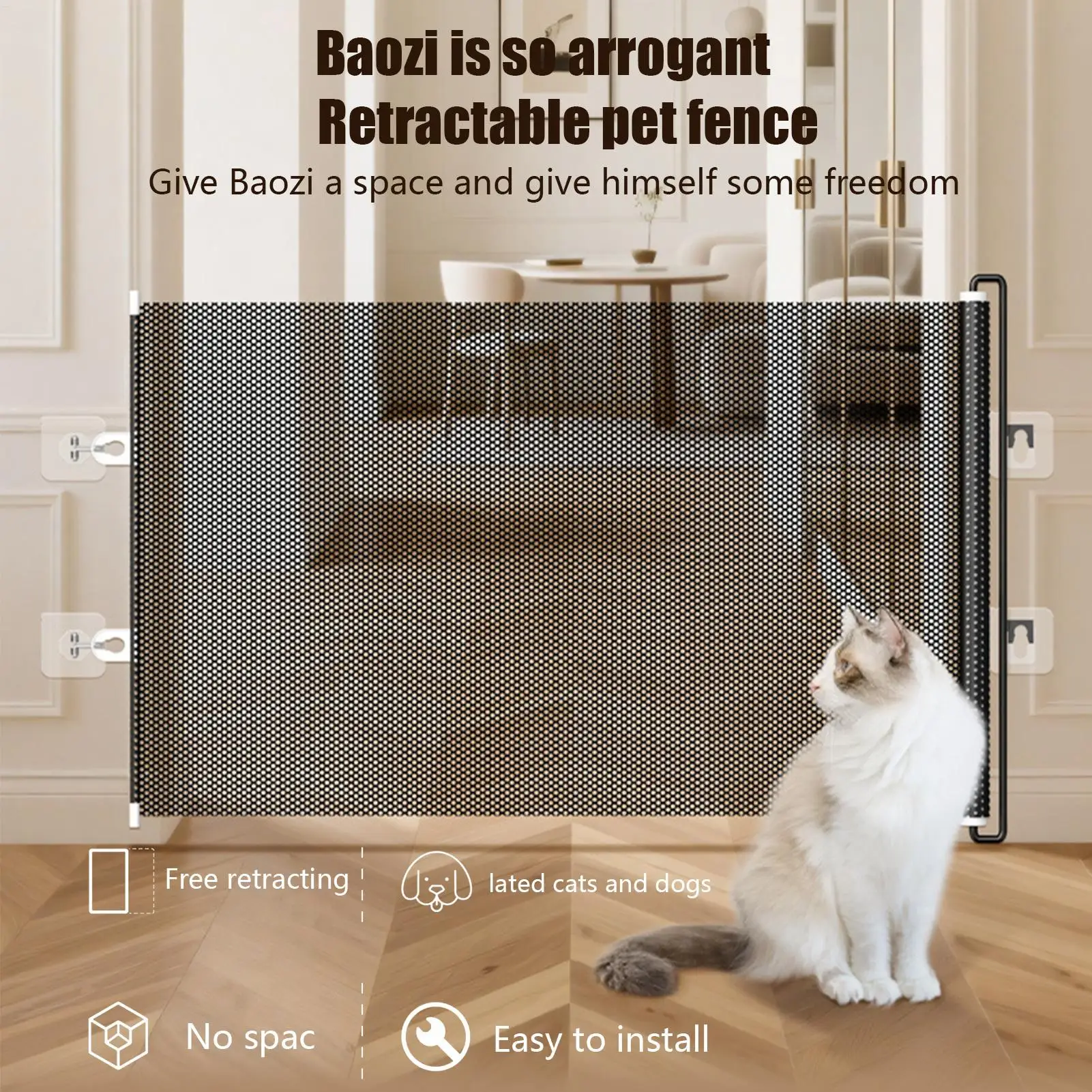 Portão de Segurança Retrátil para Cães em PVC - Imagem 6