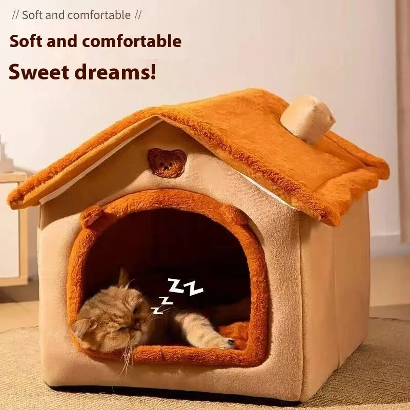 Cama Caverna para Gatos e Cães Pequenos com Tapete Removível - Imagem 4