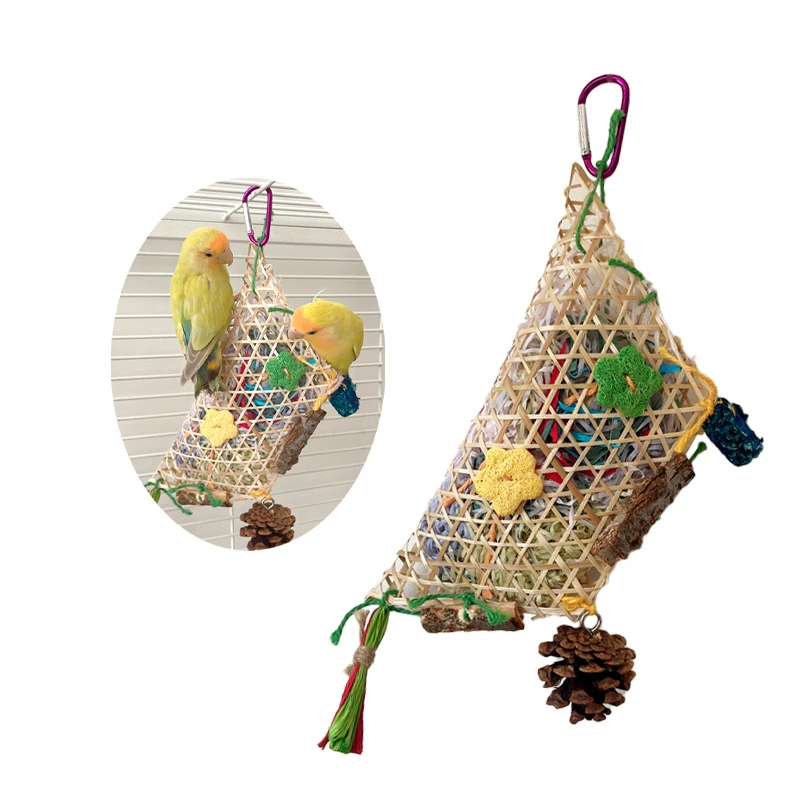Brinquedo de Forrageamento para Pássaros de Bambu com Papel Triturado - Imagem 6