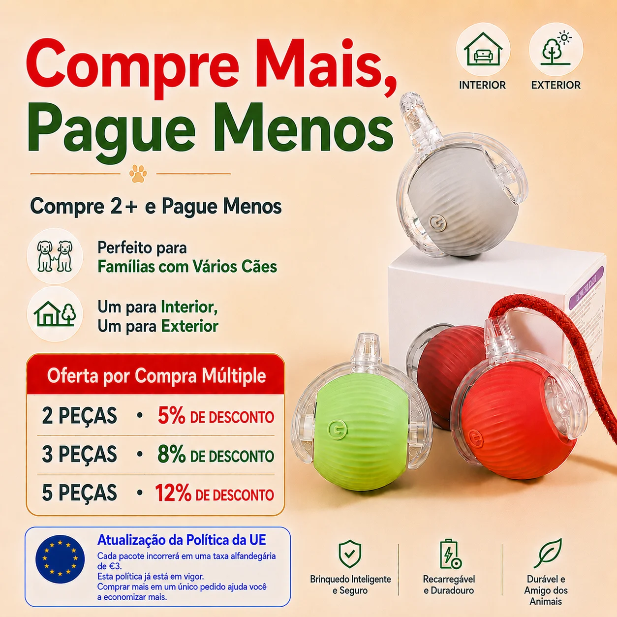 Brinquedo Interativo para Gatos Bola Automática Recarregável USB - Imagem 2
