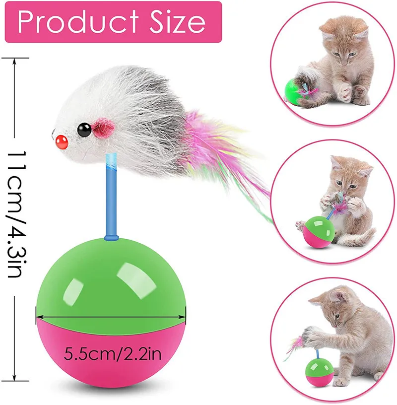 Brinquedo para Gatos e Cães Rato com Base Antitombar - Imagem 5