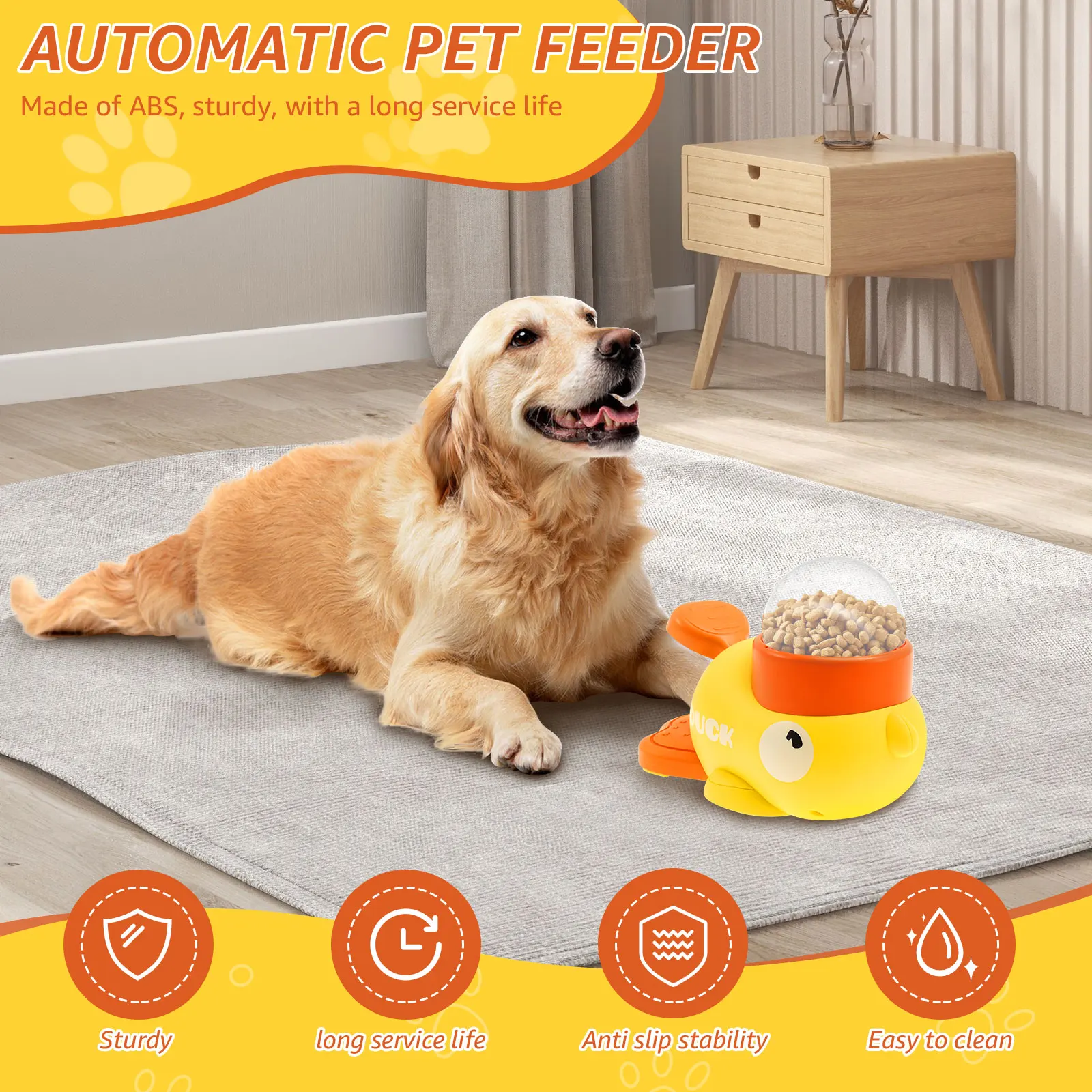 Alimentador Lento para Cães Formato Pato Lavável com 3 Saídas de Comida - Imagem 2
