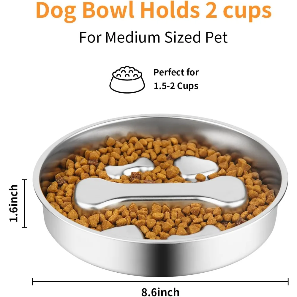 Comedouro Lento para Cães em Aço Inoxidável Antiderrapante - Imagem 2