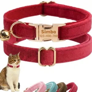 coleira de veludo para gatos e cães pequenos