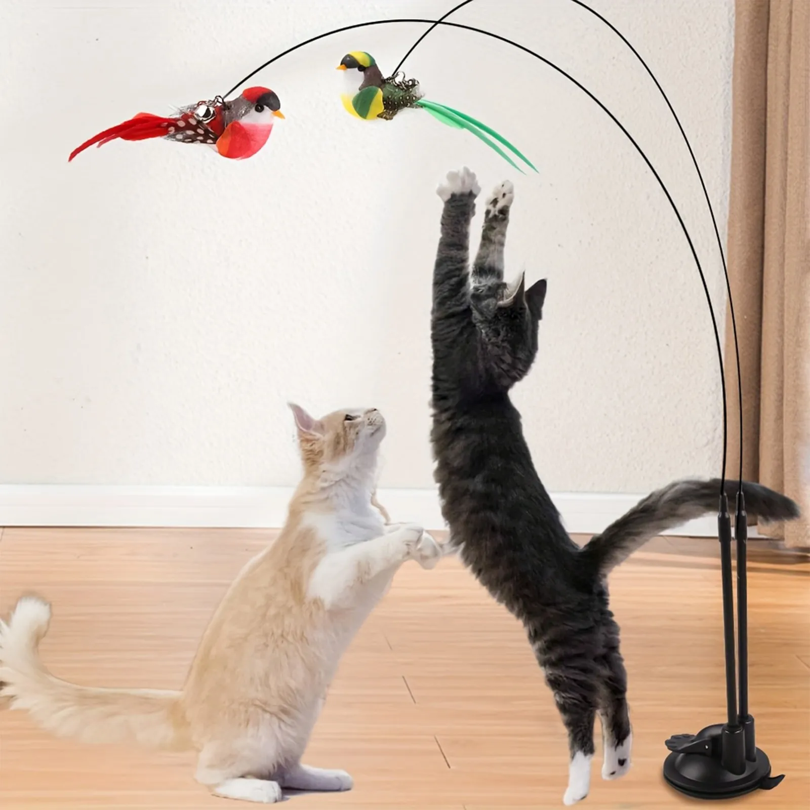 Varinha Interativa para Gatos com Ventosa e Pássaro Realista - Imagem 2