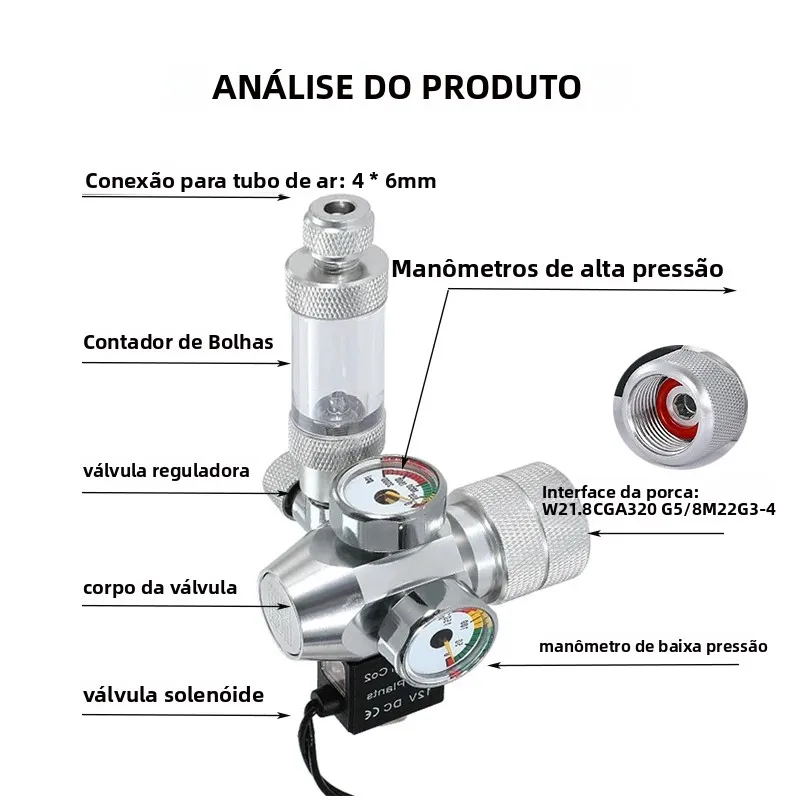 Regulador de CO2 para Aquário com Válvula Eletromagnética - Imagem 2