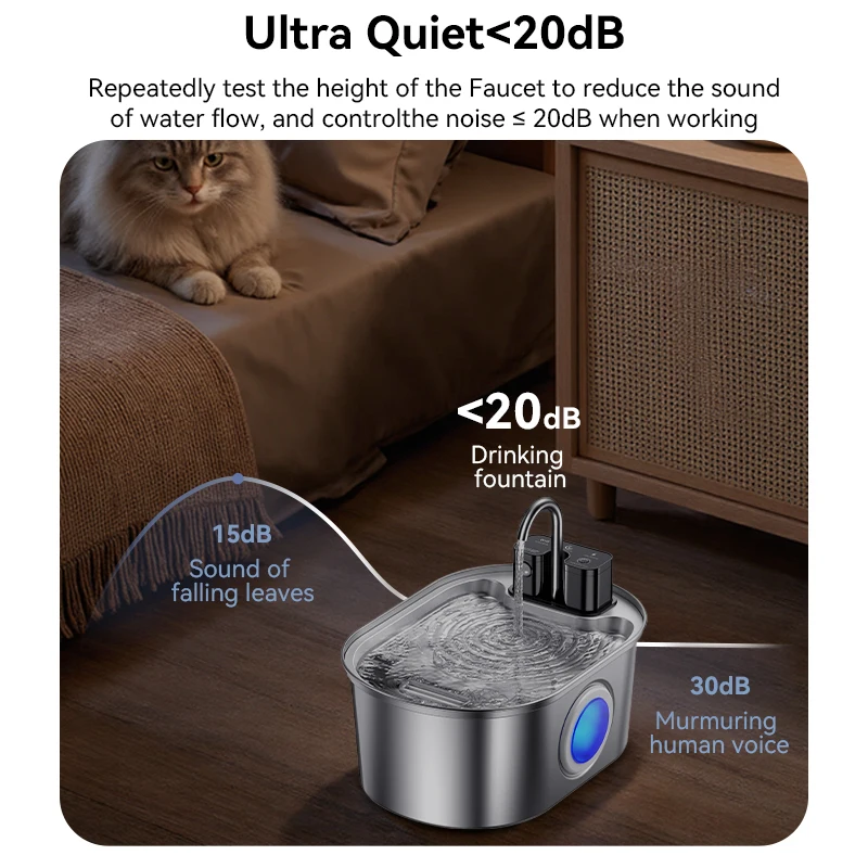 Bomba de Água Rojeco para Bebedouro de Gatos 3.2L Inox - Image 2
