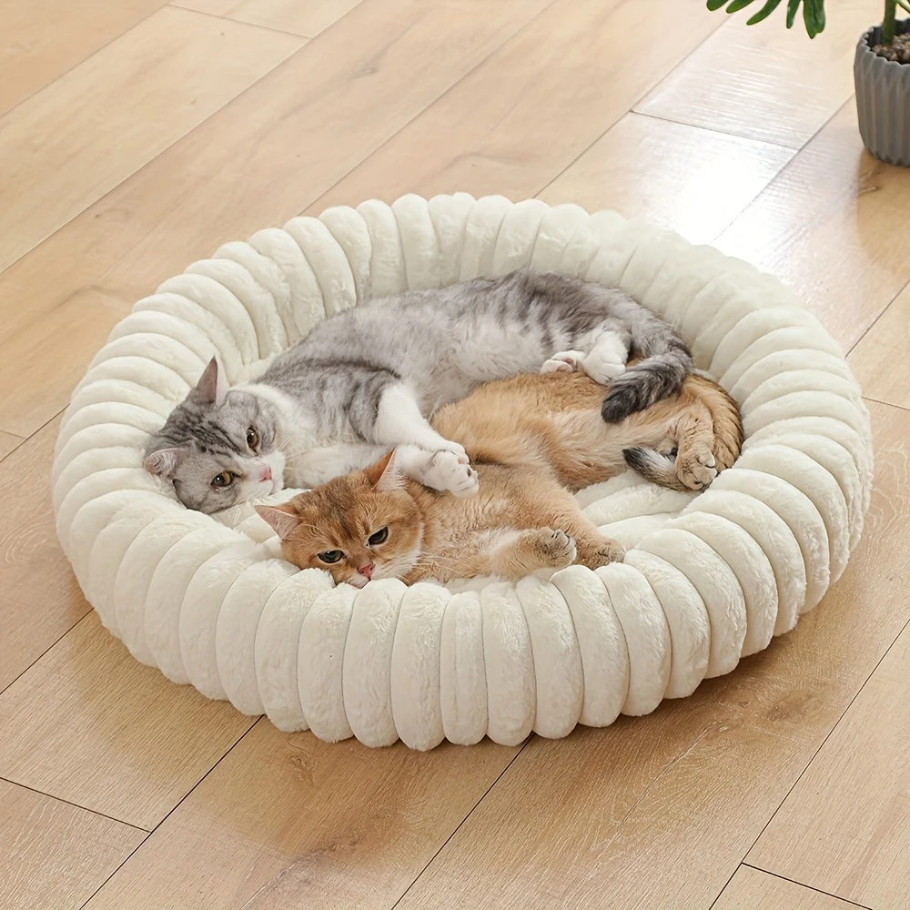 Cama Redonda para Gatos e Cães Pequenos de Pelúcia Antiderrapante - Imagem 2