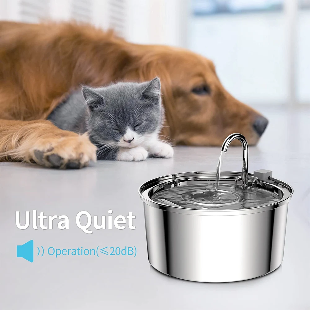 Fonte de Água Aço Inox 3 L para Cães e Gatos Ultra Silenciosa - Image 3