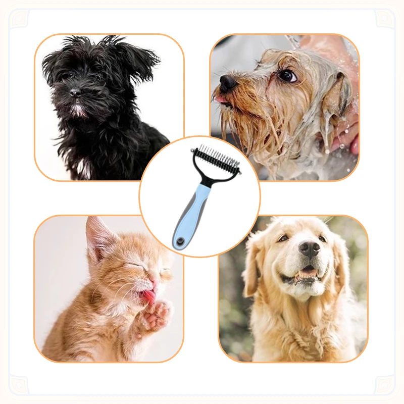 Escova para Cães e Gatos de Aço Inoxidável Dupla Face Remove Nós - Imagem 5