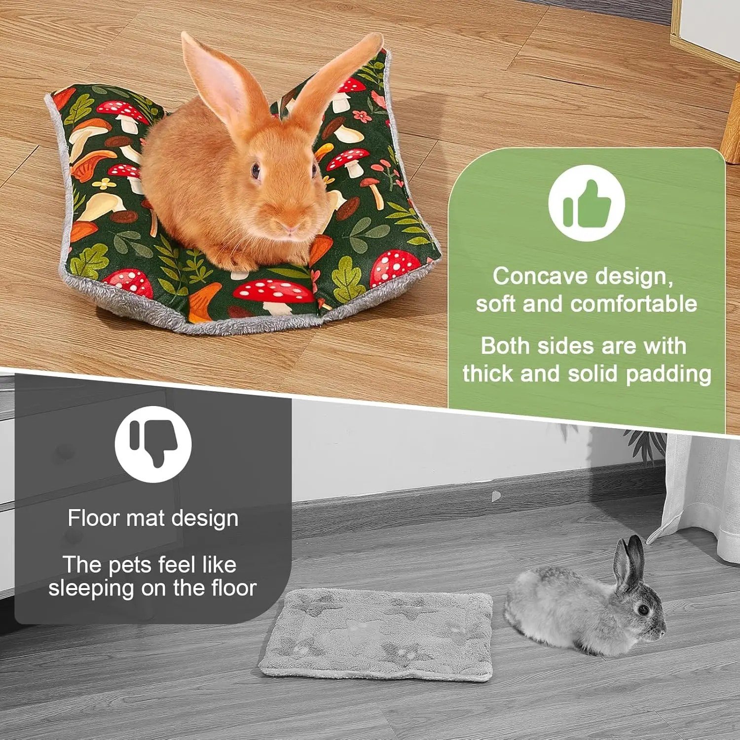Tapete de Cama para Coelhos Pelúcia Dupla Face Lavável - Imagem 6