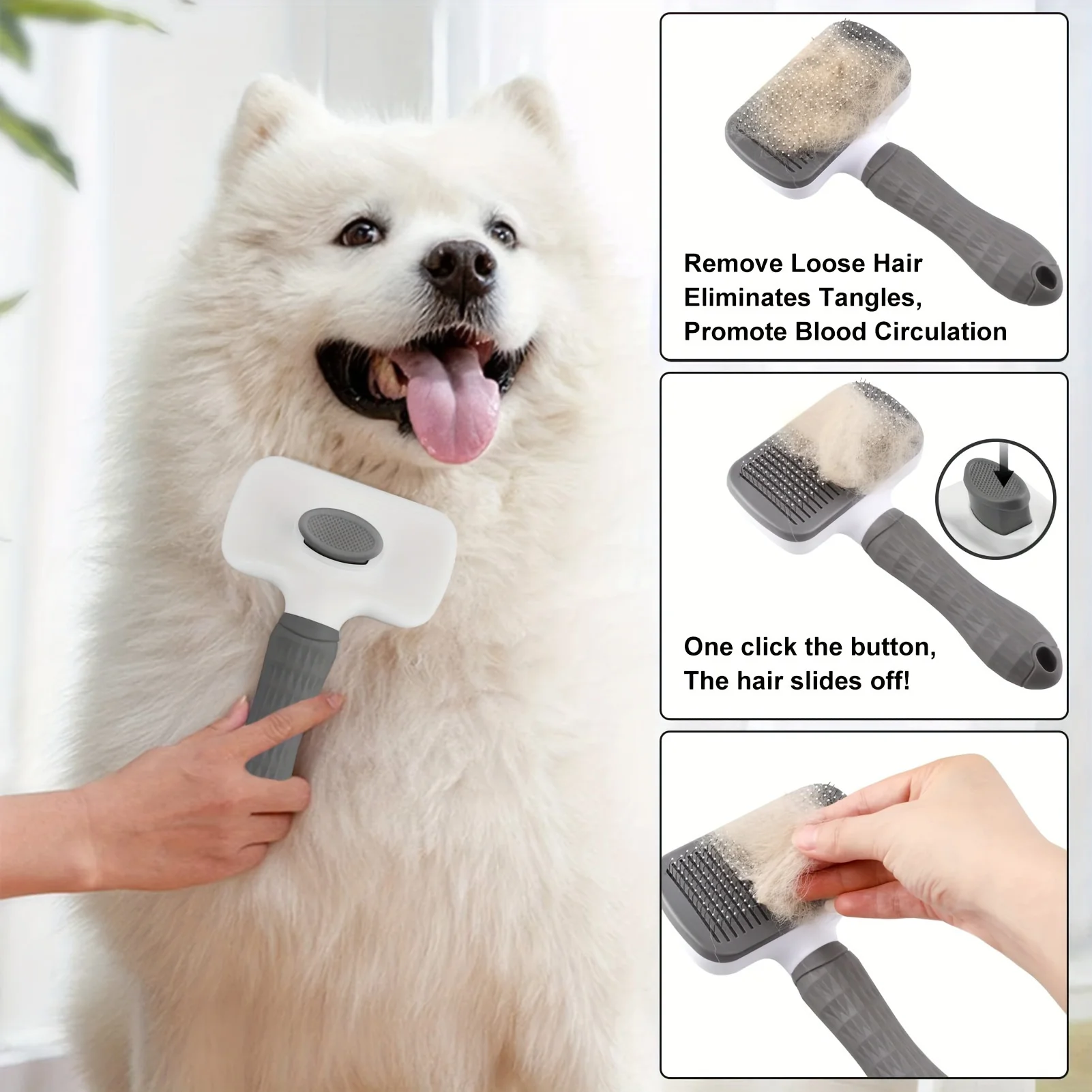 Escova Removedora de Pelos para Cães e Gatos com Limpeza Automática - Imagem 3
