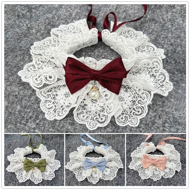Coleira Laço Bowknot para Cães e Gatos de Renda com Pérola - Image 2