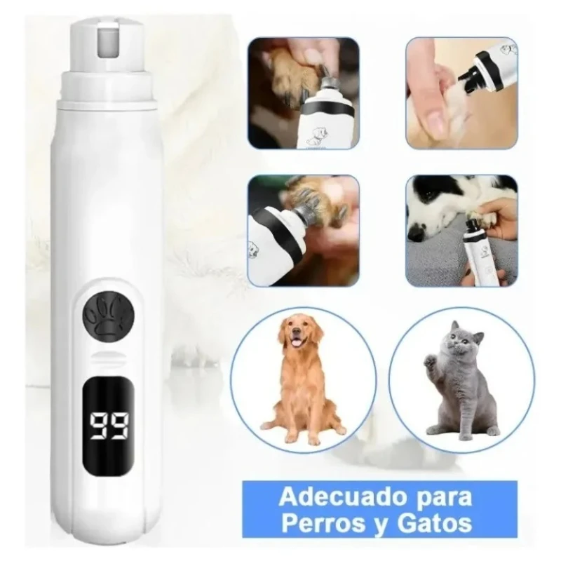 Cortador de Unhas Elétrico para Cães e Gatos Recarregável USB com LED - Image 3