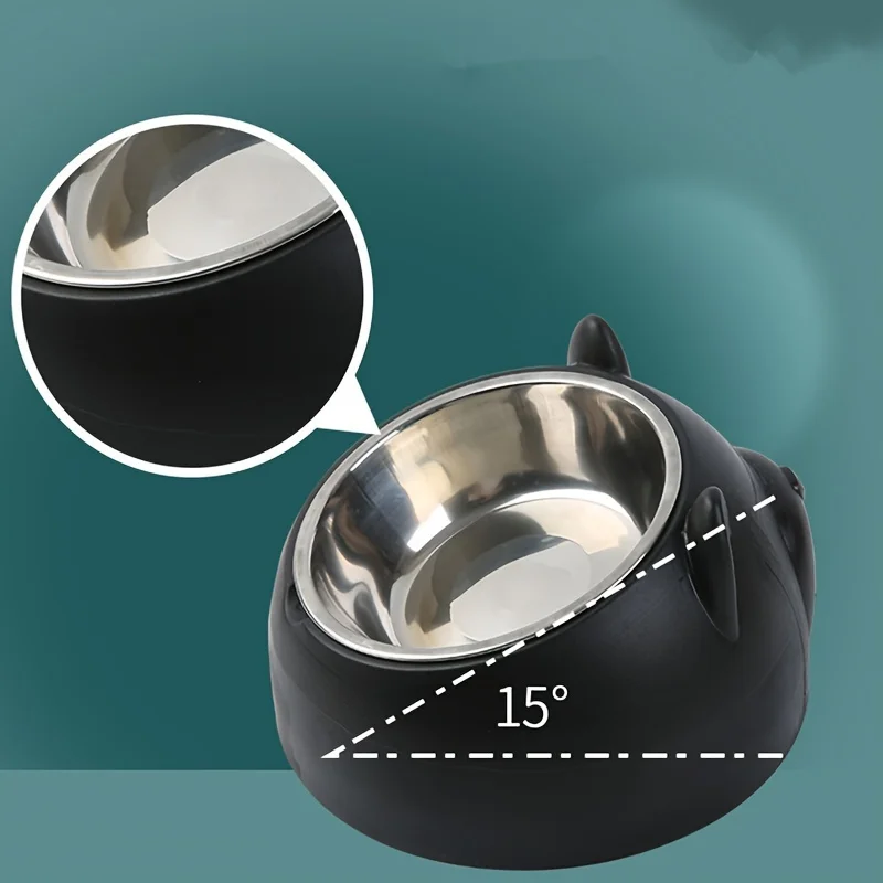 Tigela Dupla para Gatos e Cães Pequenos de Aço Inoxidável com Suporte Inclinado - Imagem 4