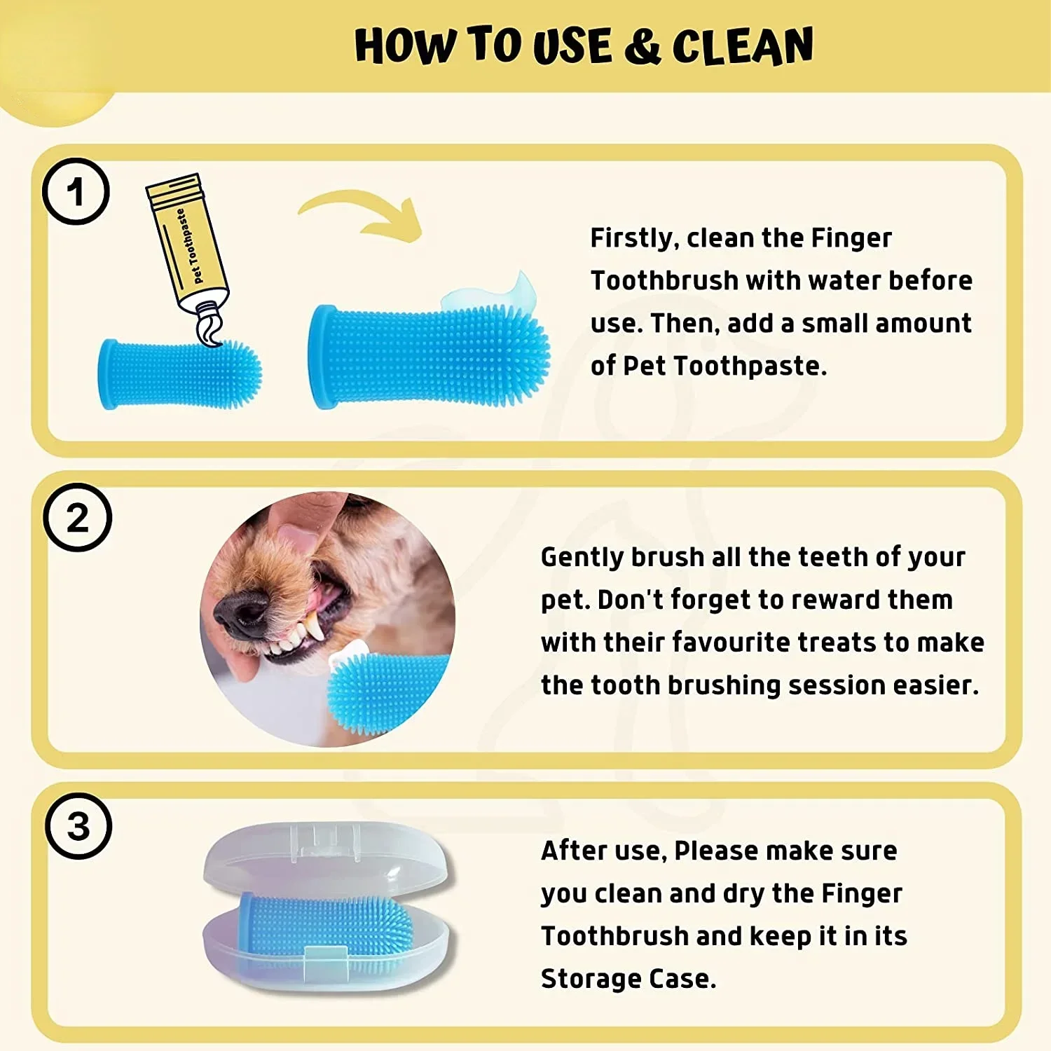 Escova de Dentes de Dedo para Cães e Gatos de Silicone com Estojo - Imagem 3